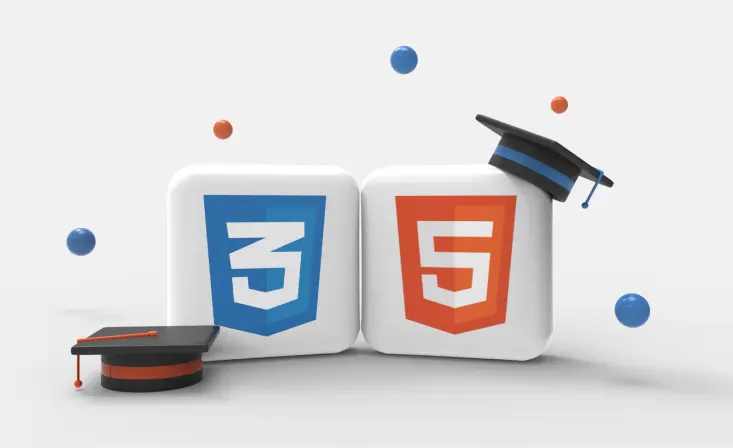 תמונה שבה יש קוביה שעלייה יש את הסמלים של HTML5 ו-CSS3 